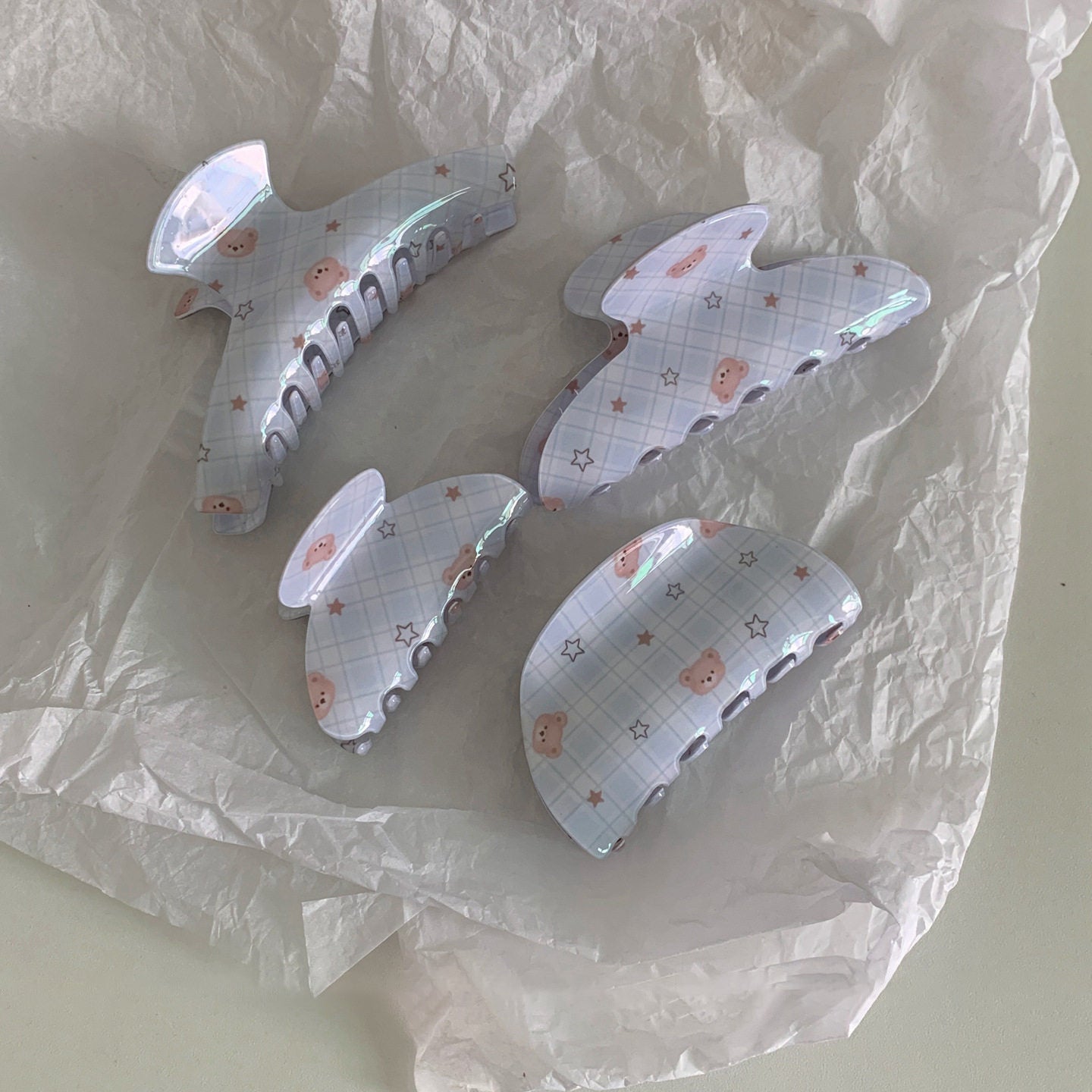 小熊星星鯊魚夾－大號元寶款細節｜https://igowo.tw/