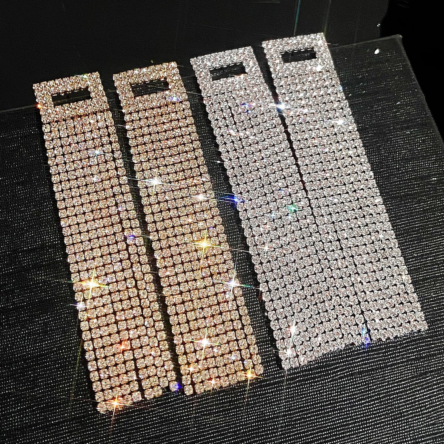鋯石蝴蝶流蘇長版耳環－KC金 3551款實拍｜https://igowo.tw/