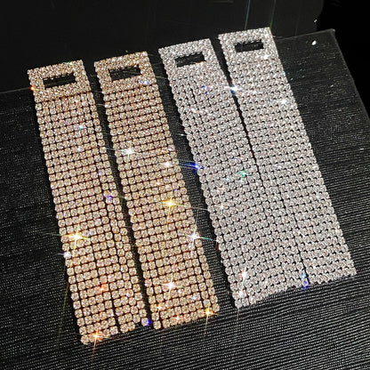 鋯石蝴蝶流蘇長版耳環－KC金 3551款實拍｜https://igowo.tw/