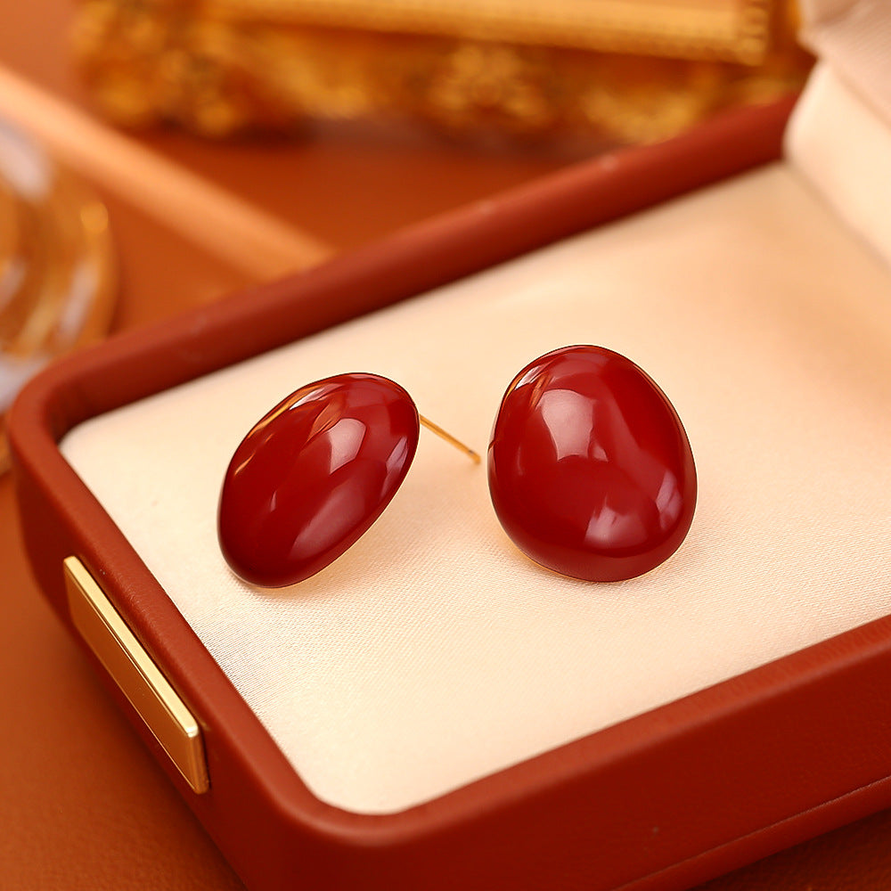 S925琺瑯復古簡約耳釘－商品主圖｜https://igowo.tw/