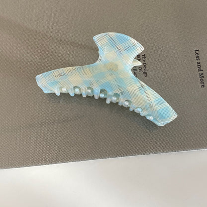 藍色格紋簡約鯊魚夾