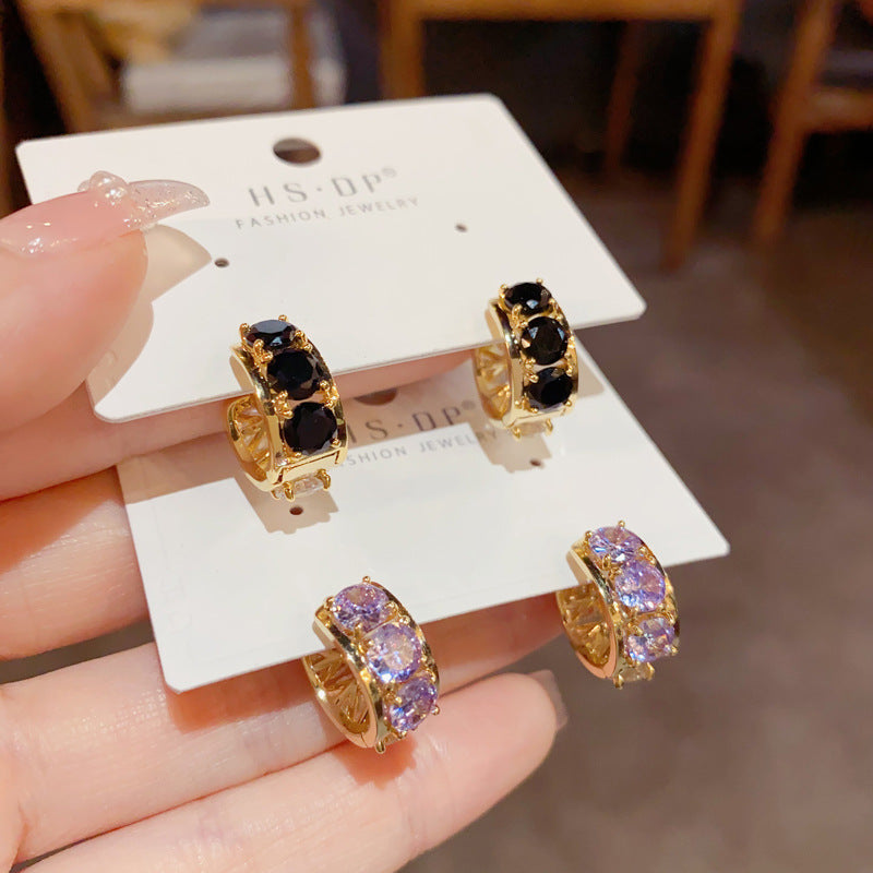 鋯石雙面微鑲耳扣－商品主圖｜https://igowo.tw/