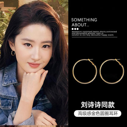 S925素圈誇張耳環－金款細節｜https://igowo.tw/