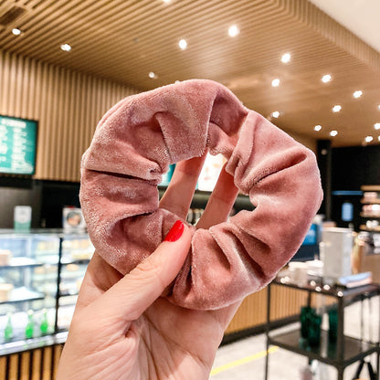 絨面大腸圈復古髮圈－深紫款細節5｜https://igowo.tw/