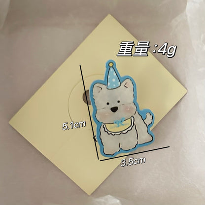 藍色壓克力小狗髮夾