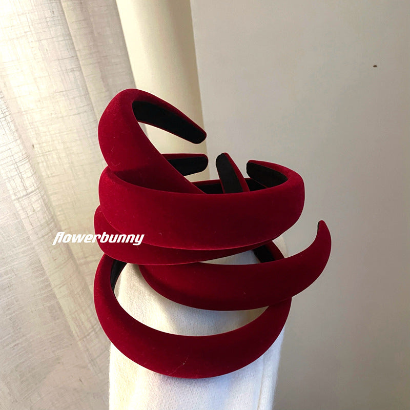 紅色絨面復古髮箍－商品主圖｜https://igowo.tw/