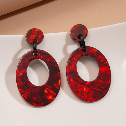 紅色布面花朵誇張耳環－9#銀針-紅色款細節5｜https://igowo.tw/