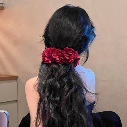 紅色花朵髮夾－紫色香蕉夾款細節｜https://igowo.tw/