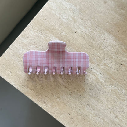 格紋方形髮夾