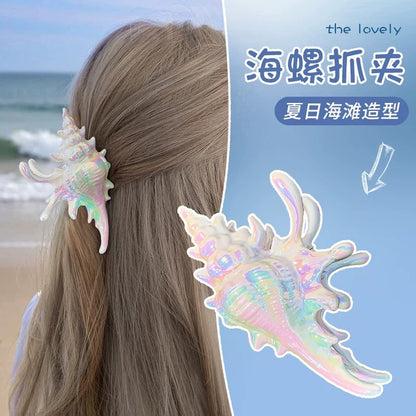 亞克力海螺發抓海邊度假風個性夸張發飾時尚簡約小眾設計感發夾女
