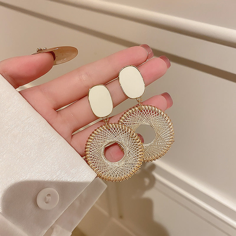 金色琺瑯銀針復古耳環－13銀針。金色.款細節27｜https://igowo.tw/