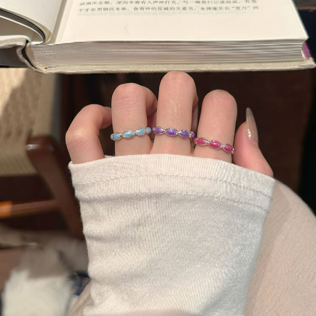 彩色琺瑯可調式戒指－商品主圖｜https://igowo.tw/