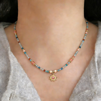 彩色串珠天然石項鍊－商品主圖｜https://igowo.tw/