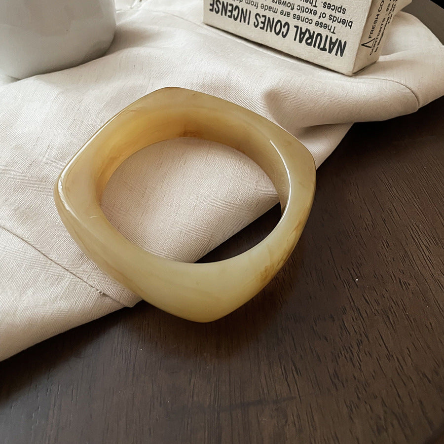 歐美跨境幾何圓形不規則樹脂手鐲時尚百搭氣質手環小眾設計感手飾