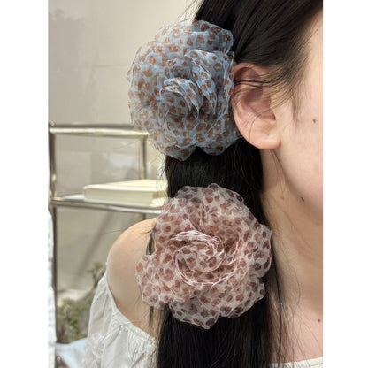 網紗豹紋花朵鯊魚夾－商品主圖｜https://igowo.tw/