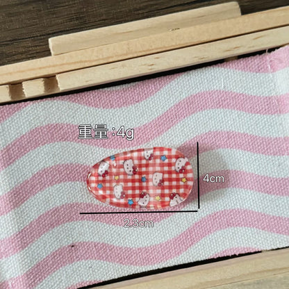 藍色貓咪橢圓髮夾
