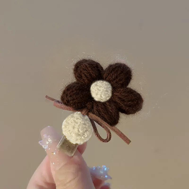 針織蝴蝶結花朵髮夾