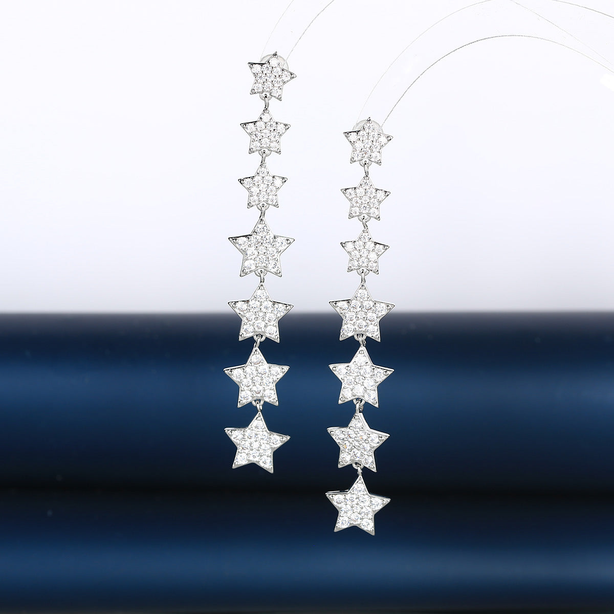 S925星星流蘇長版耳釘－商品主圖｜https://igowo.tw/