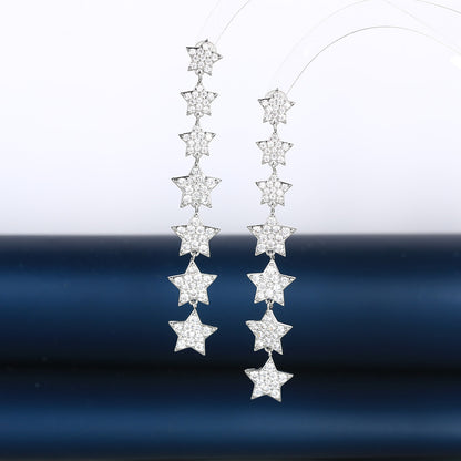 S925星星流蘇長版耳釘－商品主圖｜https://igowo.tw/