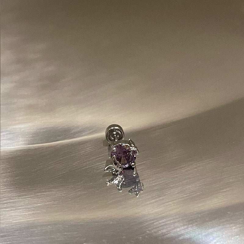 S925鋯石愛心蝴蝶耳釘