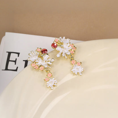 貓眼石花朵鑲鑽耳環－15/粉色愛心款細節｜https://igowo.tw/