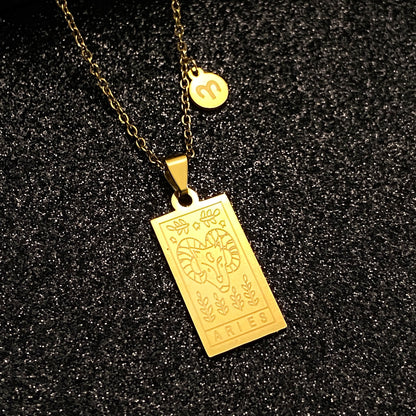 不鏽鋼方形復古項鍊－細節特寫5｜https://igowo.tw/
