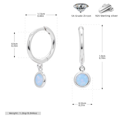 S925 耳環圓形十二生辰石耳墜鑲鋯耳飾小眾百搭飾品