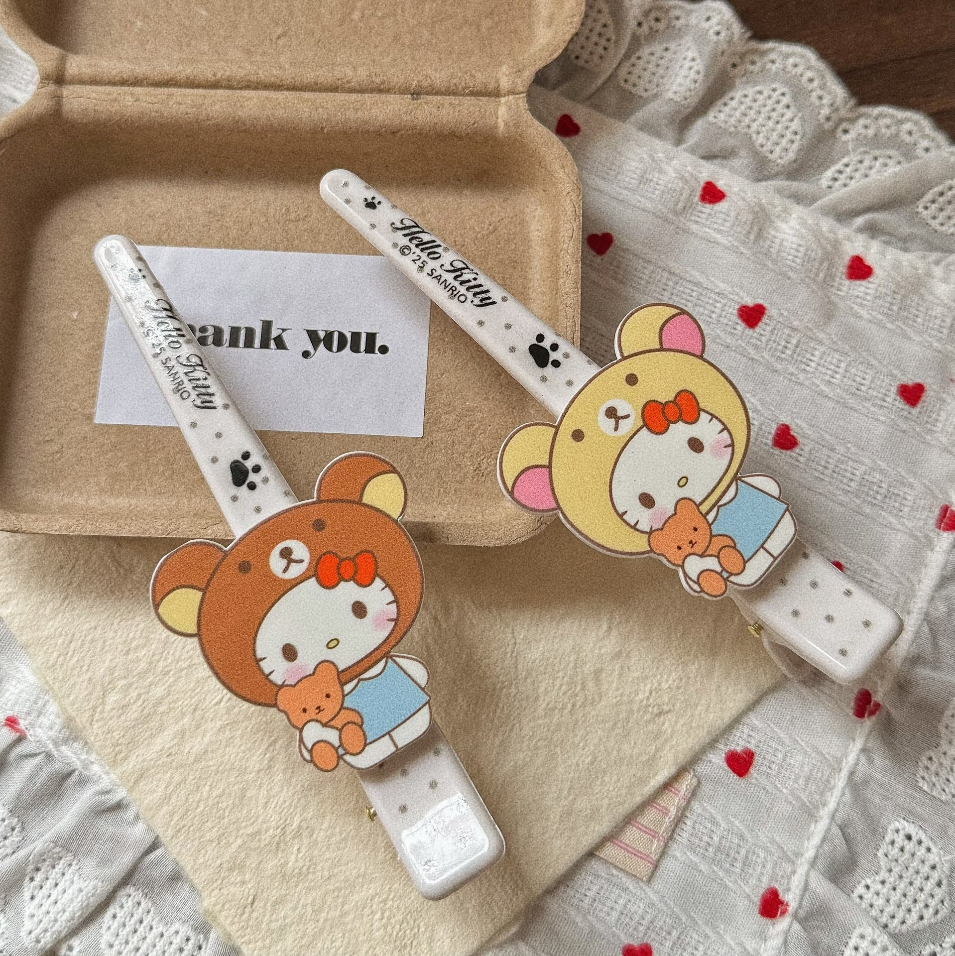 棕色貓咪小熊髮夾－商品主圖｜https://igowo.tw/
