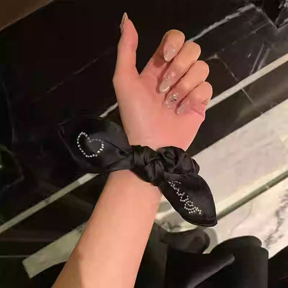 愛心蝴蝶結復古髮圈