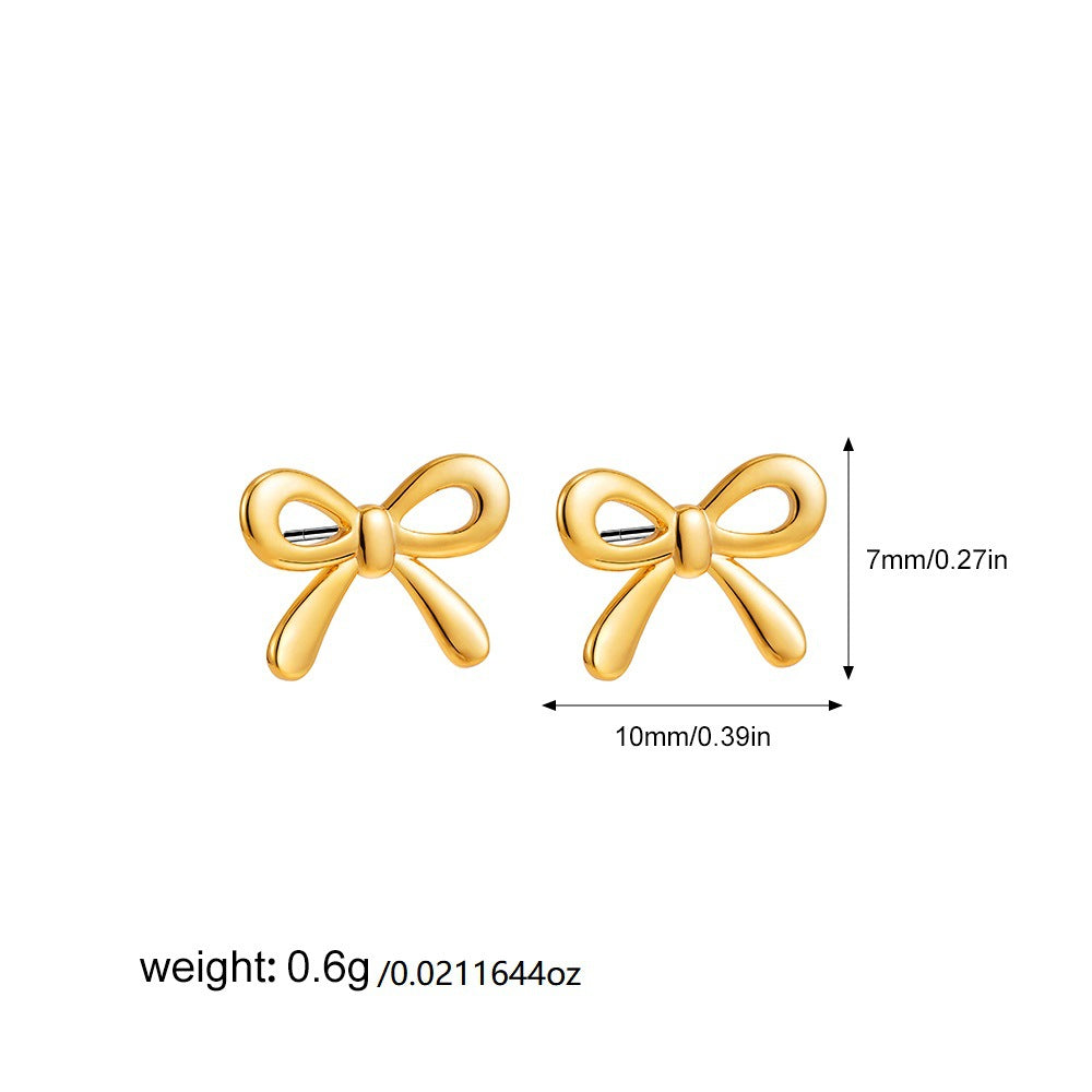 金色蝴蝶結小巧耳環－細節特寫6｜https://igowo.tw/