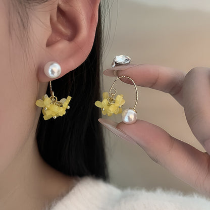 貓眼石花朵鑲鑽耳環－細節特寫66｜https://igowo.tw/