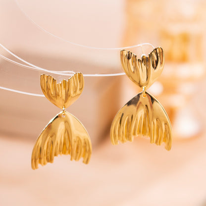 金色貝殼花朵復古耳釘－24#銀針-蝴蝶款細節21｜https://igowo.tw/