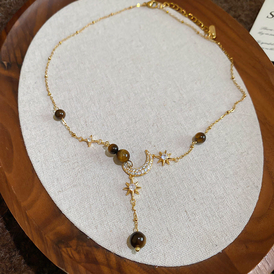 虎眼石圓形墜飾項鍊－第二視角實拍｜https://igowo.tw/