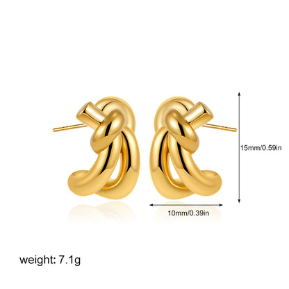 金色格紋扇形復古耳釘－細節特寫6｜https://igowo.tw/