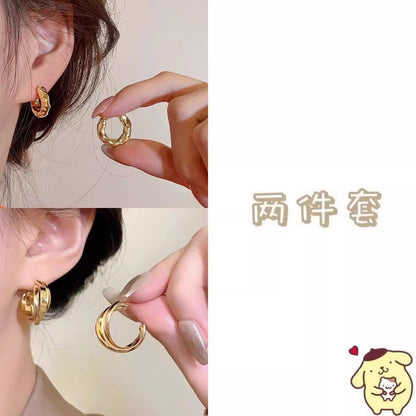 金屬圓圈復古耳環套組－細節特寫9｜https://igowo.tw/