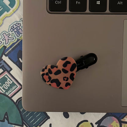 豹紋愛心簡約髮夾