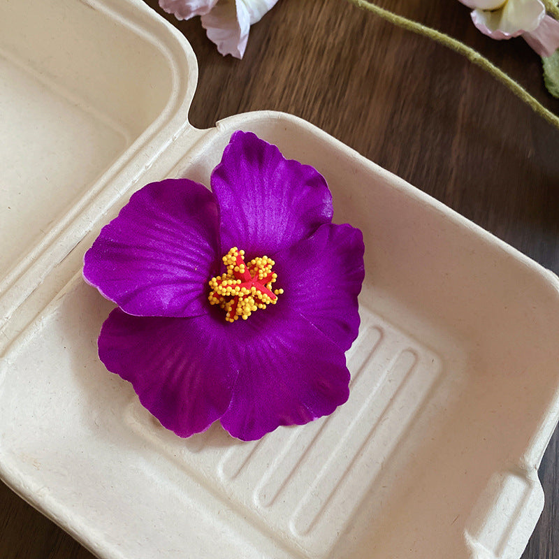 海邊度假風仿真扶桑花發夾時尚百搭鴨嘴夾小眾高級感太陽花發飾女