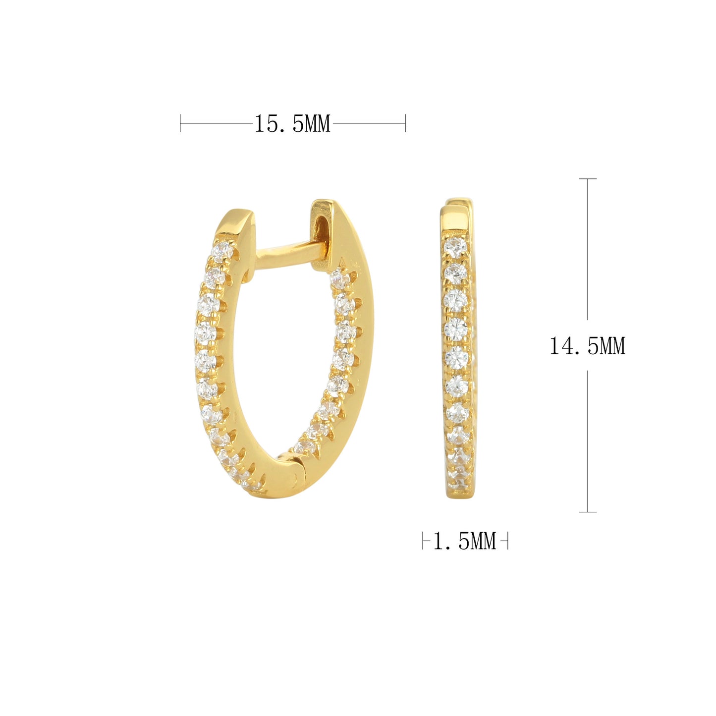 S925 ins歐美風彩色鋯石耳環鍍金保色耳扣耳飾飾品