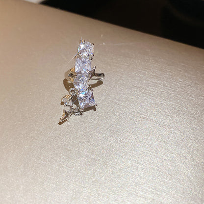 爆閃鋯石幾何無耳洞耳夾甜酷風精致小巧耳骨夾輕奢高級感耳飾批發