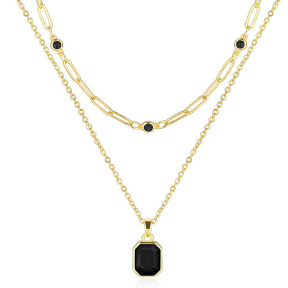 鋯石方形多層項鍊