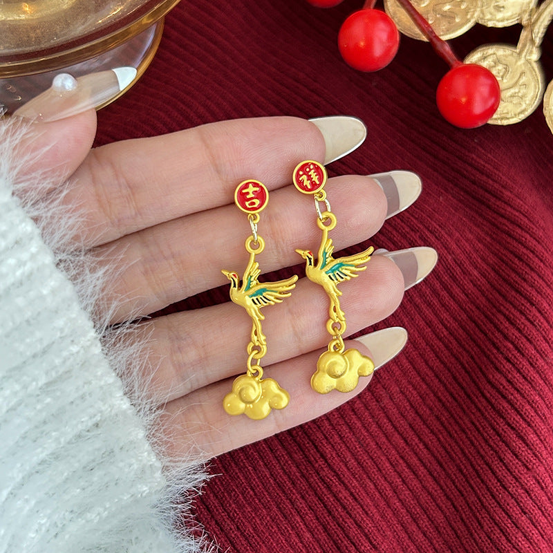 復古紅福袋不對稱耳墜－細節特寫16｜https://igowo.tw/