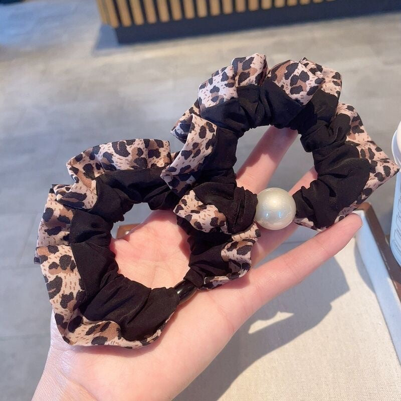 珍珠豹紋復古髮圈－第二視角實拍｜https://igowo.tw/