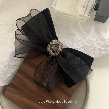 黑色網紗蝴蝶結髮夾
