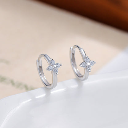 S925 花朵耳環女小眾輕奢高級感鑲鋯耳扣氣質甜美簡約耳飾