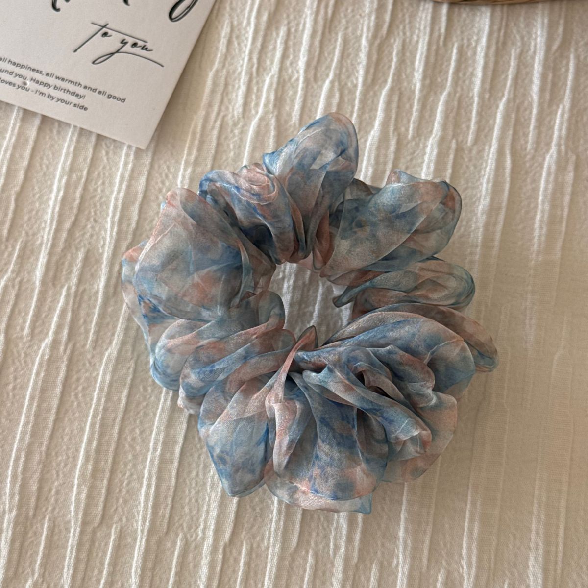 網紗碎花復古髮圈