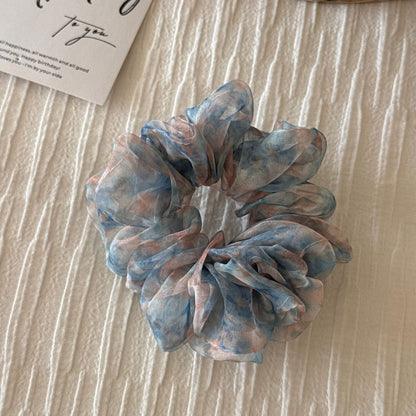網紗碎花復古髮圈