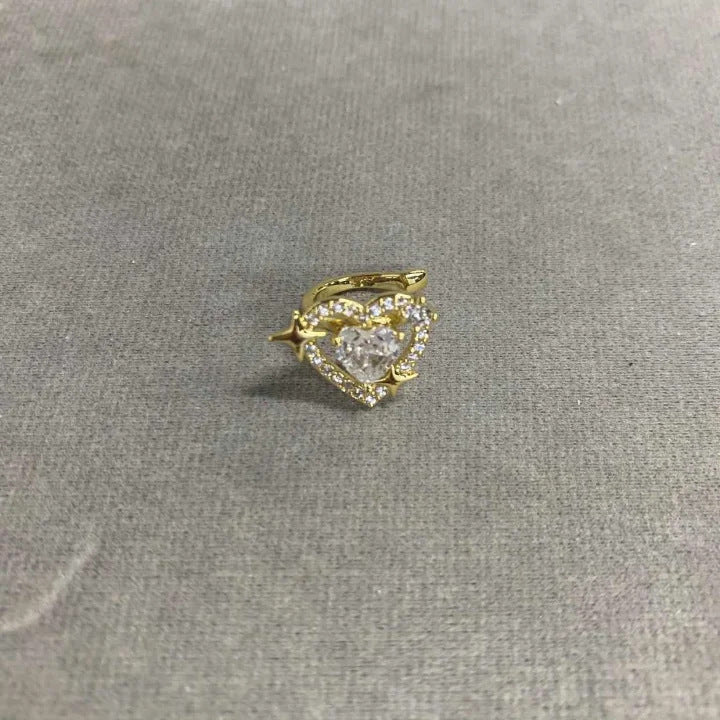 超閃鑲鋯石愛心星芒耳夾女無耳洞精致甜美風耳骨夾輕奢高級感耳飾