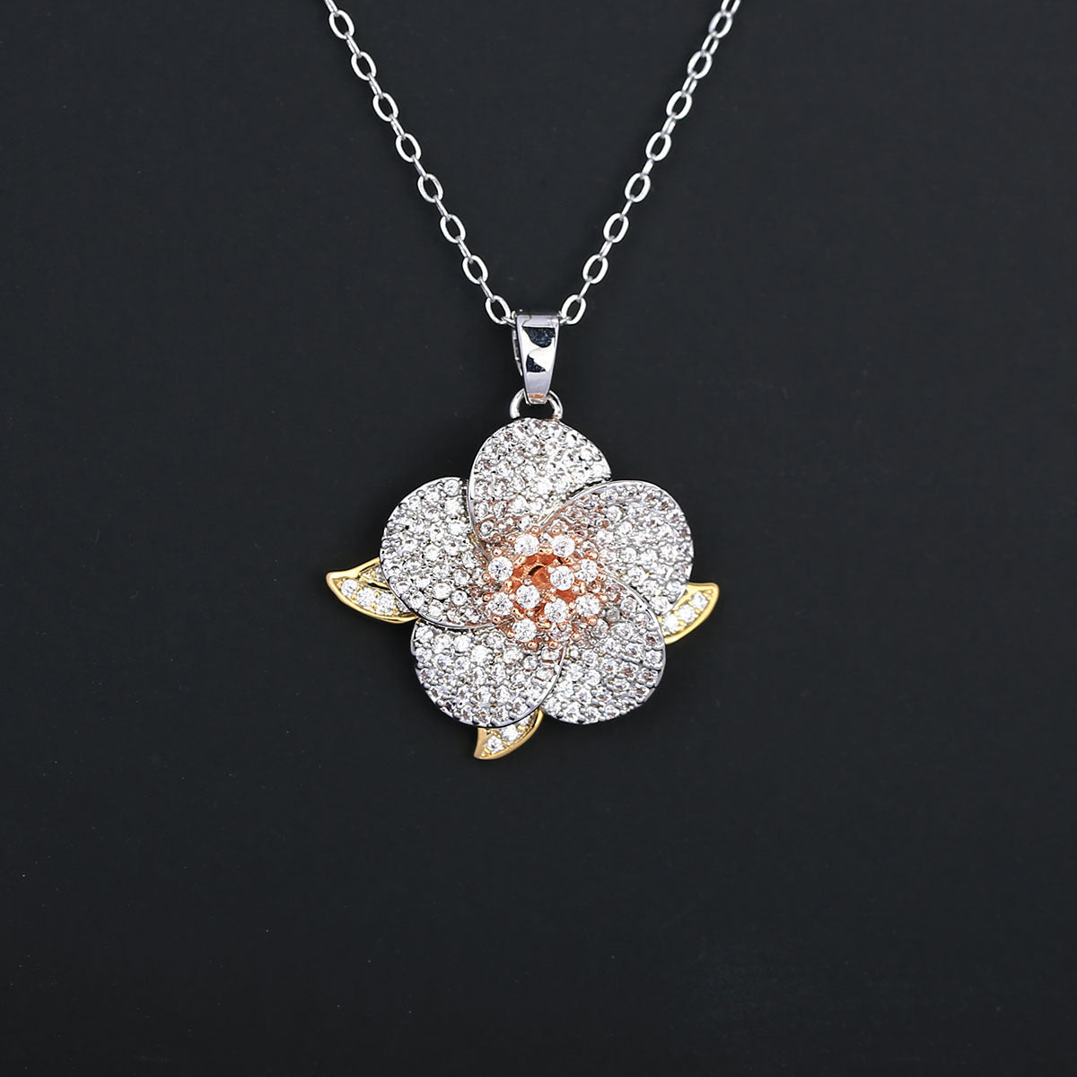 S925鋯石花朵微鑲耳釘