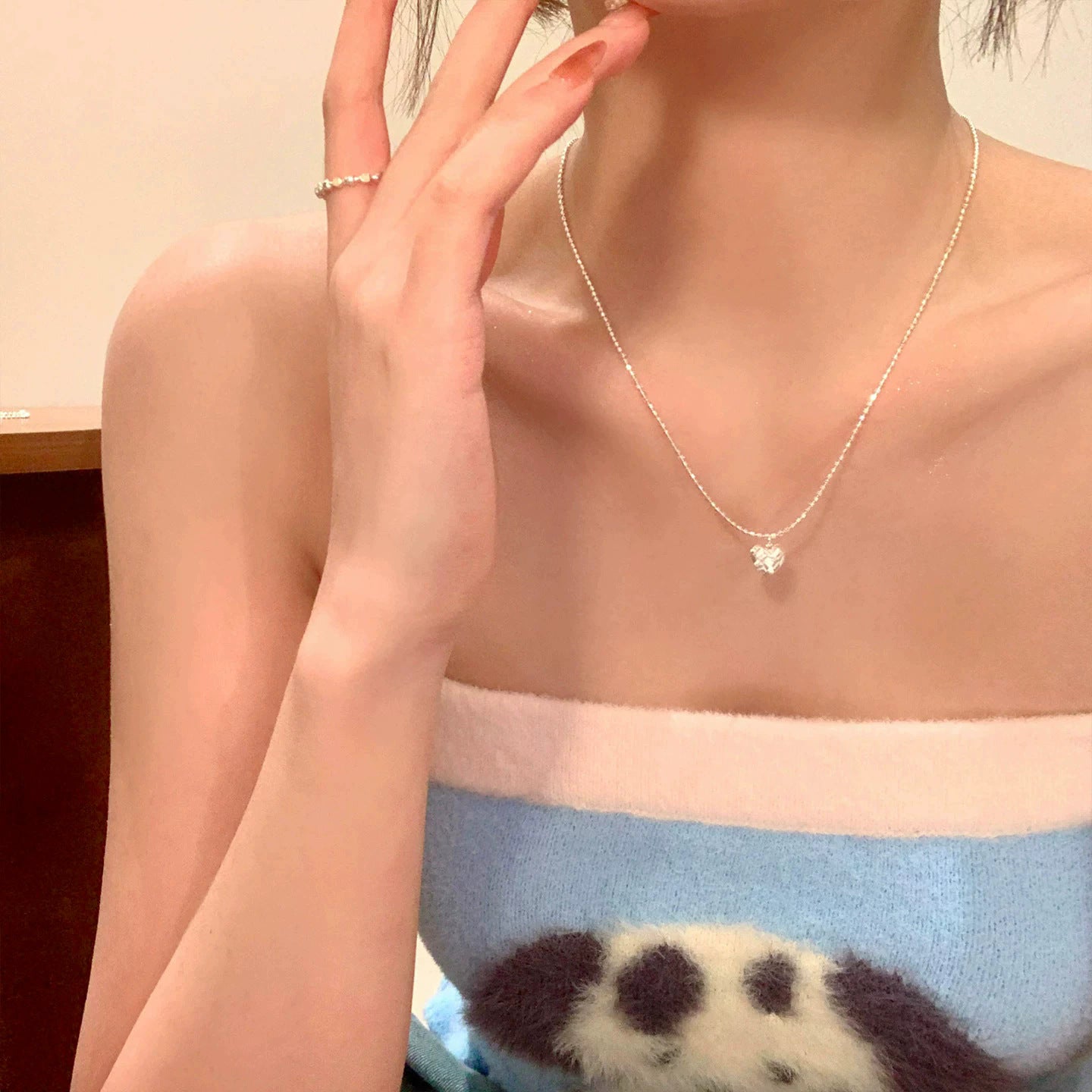 珍珠愛心墜飾項鍊－細節特寫102｜https://igowo.tw/