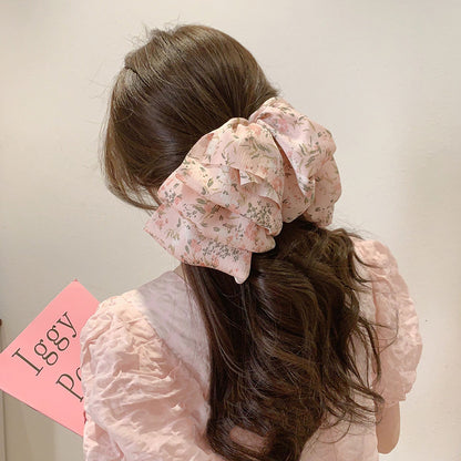 碎花蝴蝶結多層髮夾－細節特寫2｜https://igowo.tw/